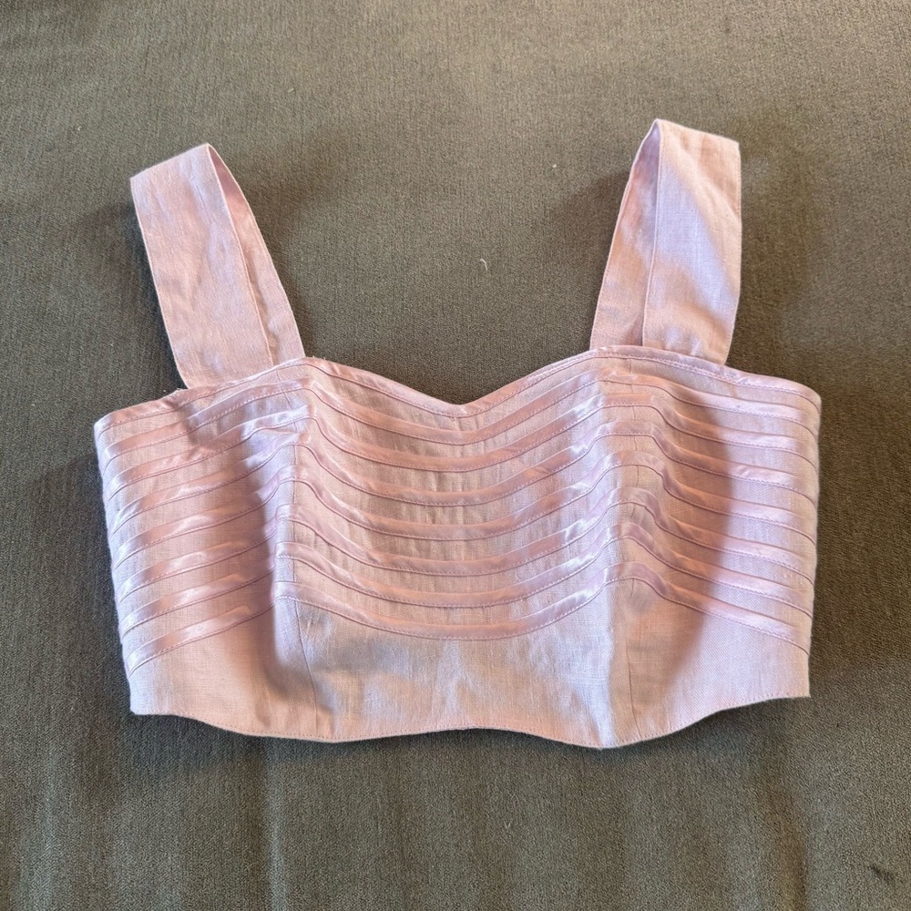 Vintage Annett Feliú Pink Linen Crop Top